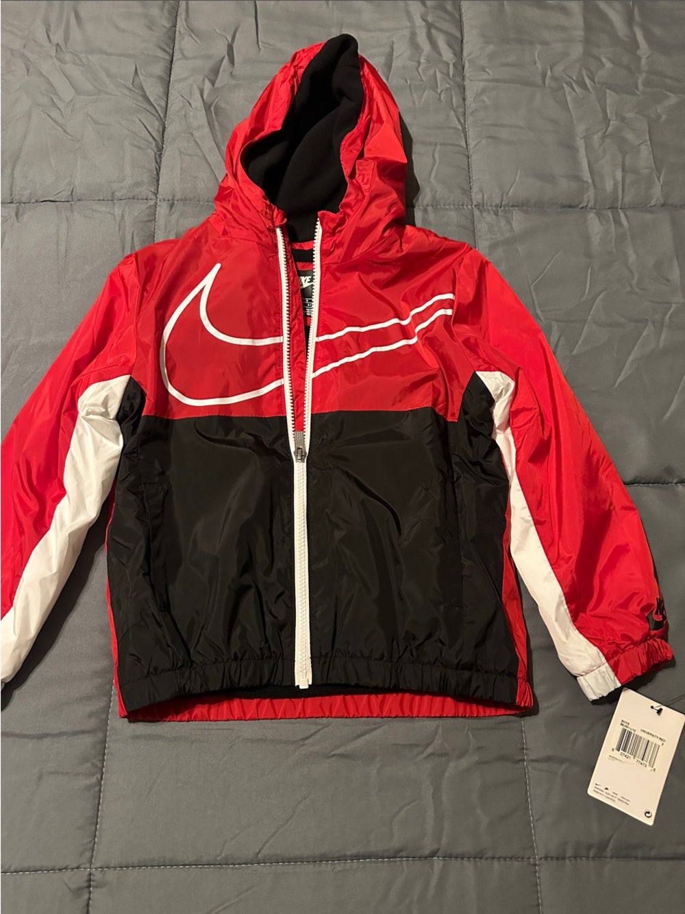 Nike Red, Black & White Kids' Hooded Windbreaker Jacket